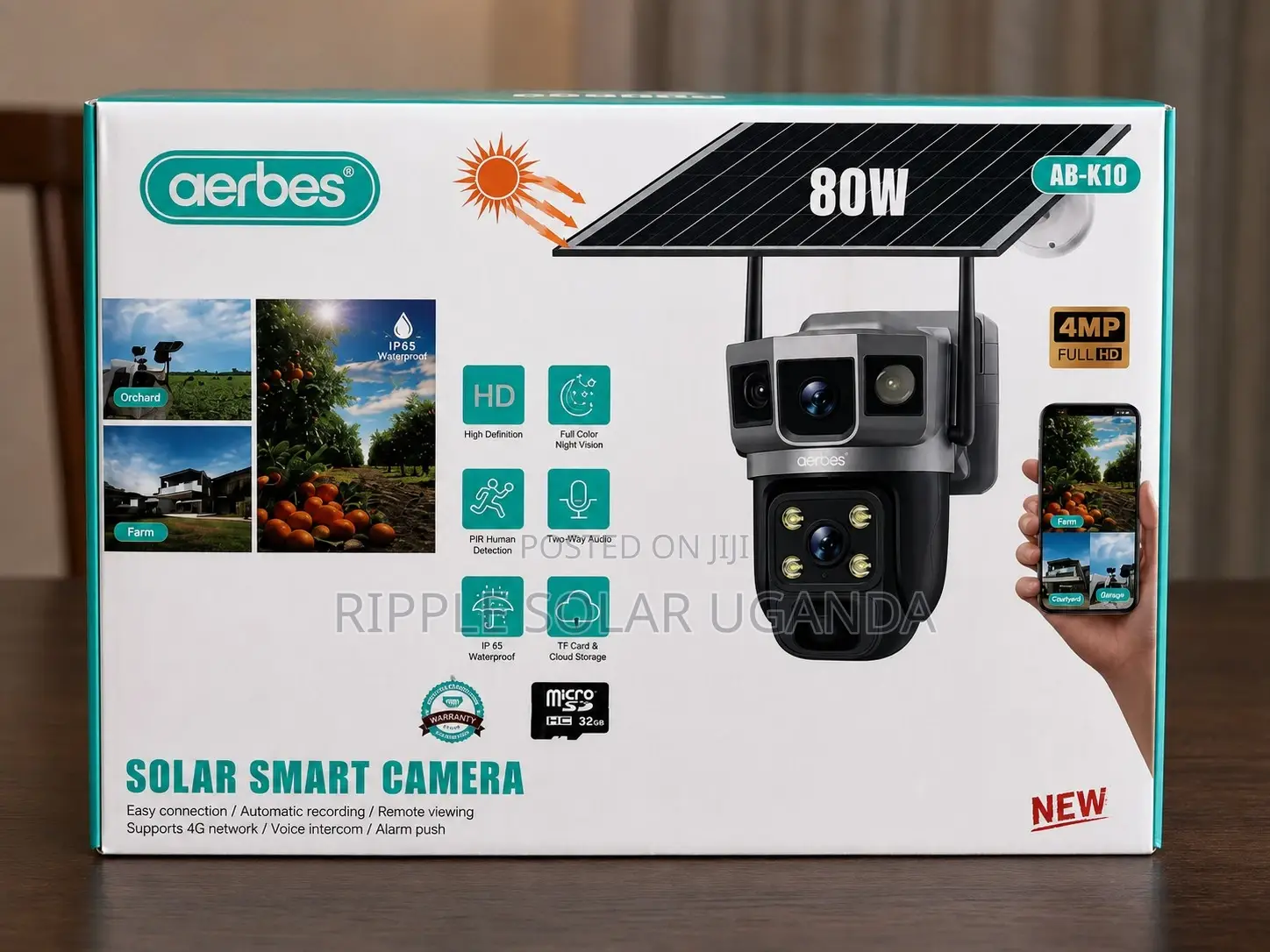 Aerbes 4G Solar PTZ Security Camera 3 Lens AB-JK70-G
