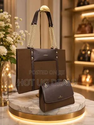 Chrisbella 2-in-1 Tote Bag Set - Brown Luxury Handbag