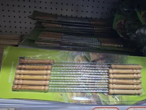 BBQ Grill Skewers 12 PCS Stainless Steel Stick With Wooden Handle