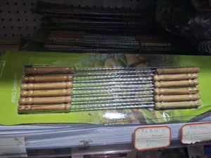 BBQ Grill Skewers 12 PCS Stainless Steel Stick With Wooden Handle
