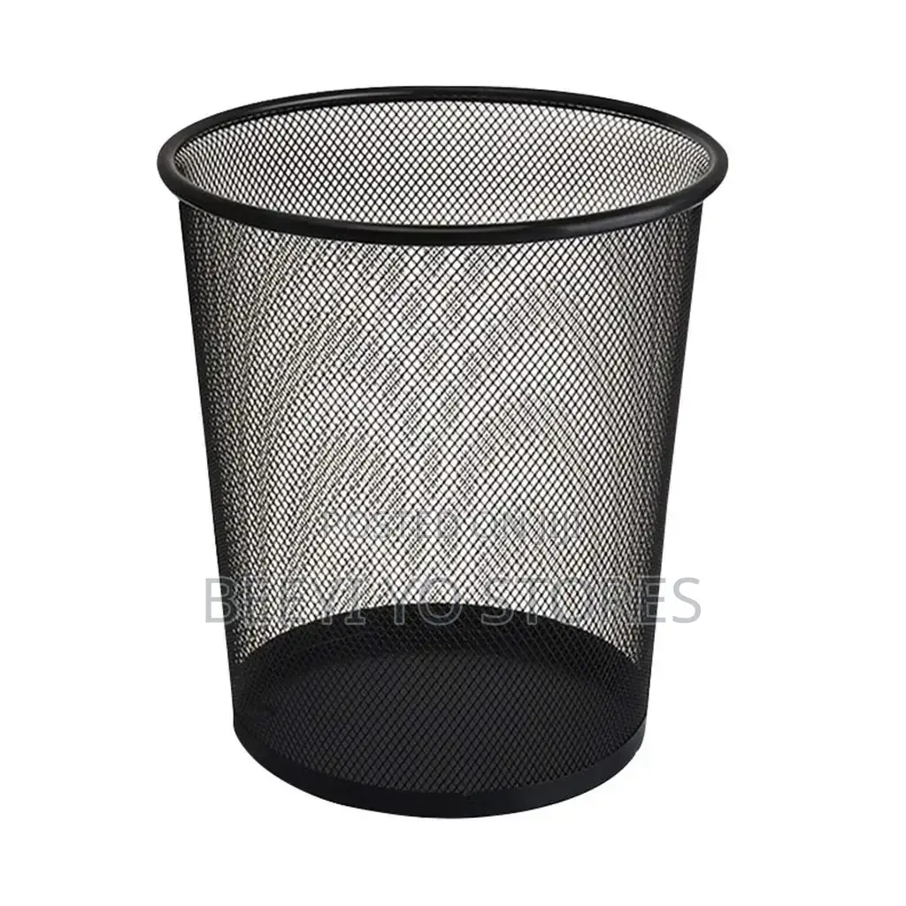 Black Mesh Metal Wastebasket and Office Trash Can