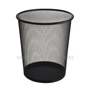 Black Mesh Metal Wastebasket and Office Trash Can