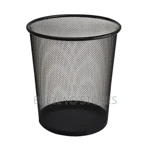 Black Mesh Metal Wastebasket and Office Trash Can