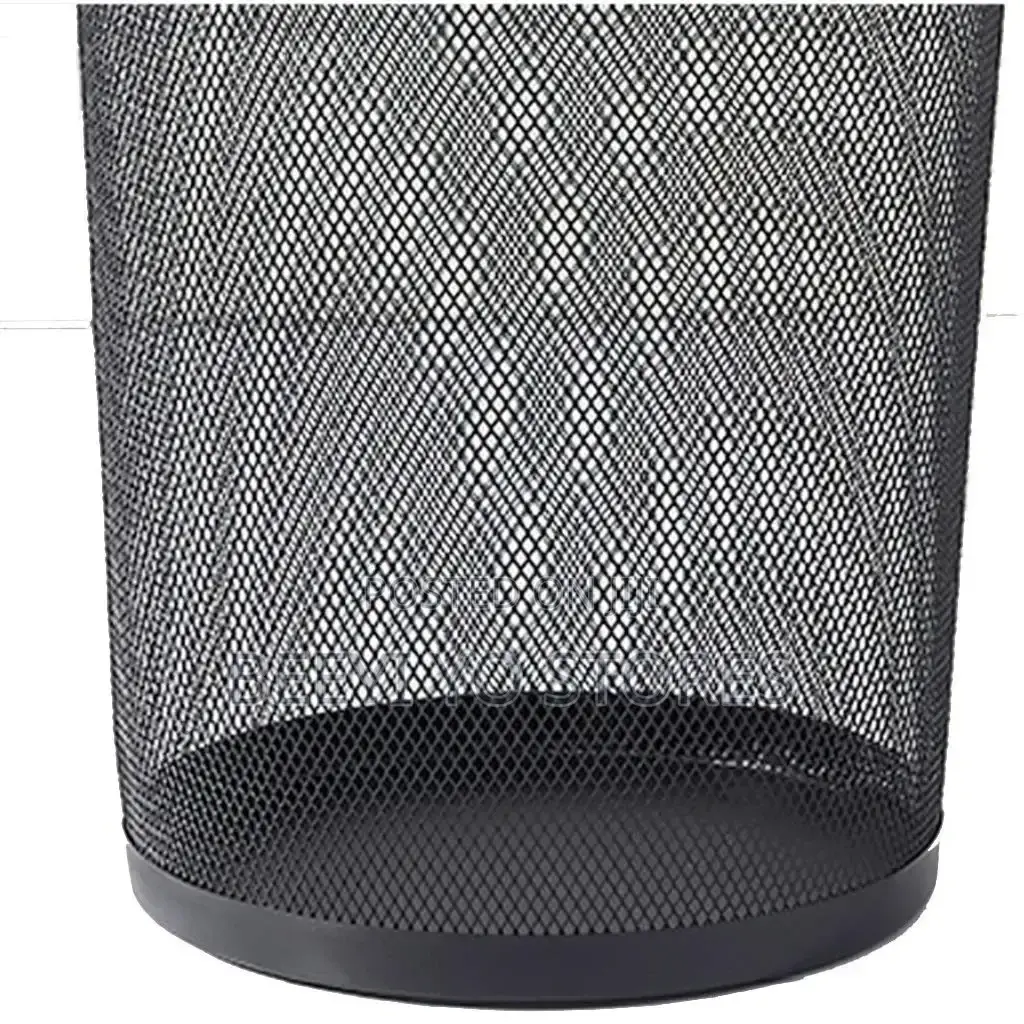 Black Mesh Metal Wastebasket and Office Trash Can