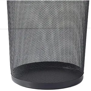 Black Mesh Metal Wastebasket and Office Trash Can