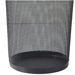 Black Mesh Metal Wastebasket and Office Trash Can