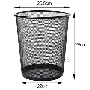 Black Mesh Metal Wastebasket and Office Trash Can