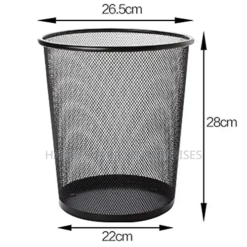 Black Mesh Metal Wastebasket and Office Trash Can