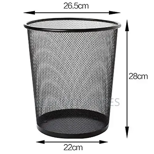 Black Mesh Metal Wastebasket and Office Trash Can