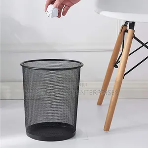 Black Mesh Metal Wastebasket and Office Trash Can
