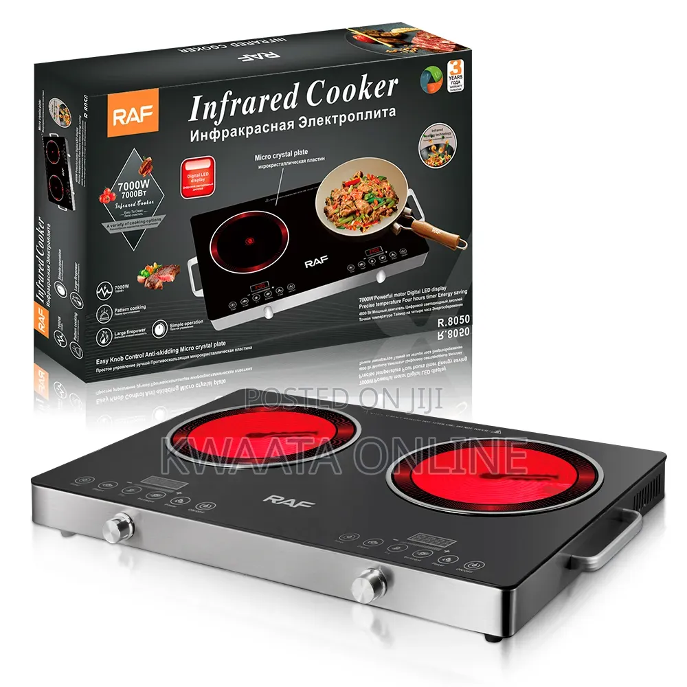 RAF Double Burner 7000W Electric Infrared Cooker R8050 Digital Display