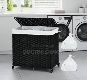 Laundry Hamper With Wheels and a 3-Section Divided Interior