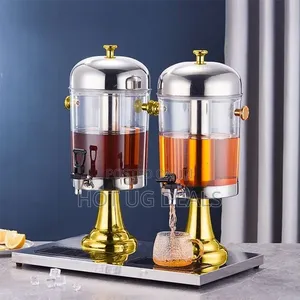 8L Non-Electric Stainless Steel Double Table Juice Dispenser - Silver