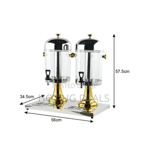 8L Non-Electric Stainless Steel Double Table Juice Dispenser - Silver