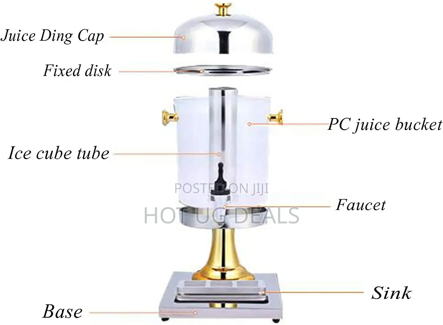 8L Non-Electric Stainless Steel Single Table Juice Dispenser - Silver