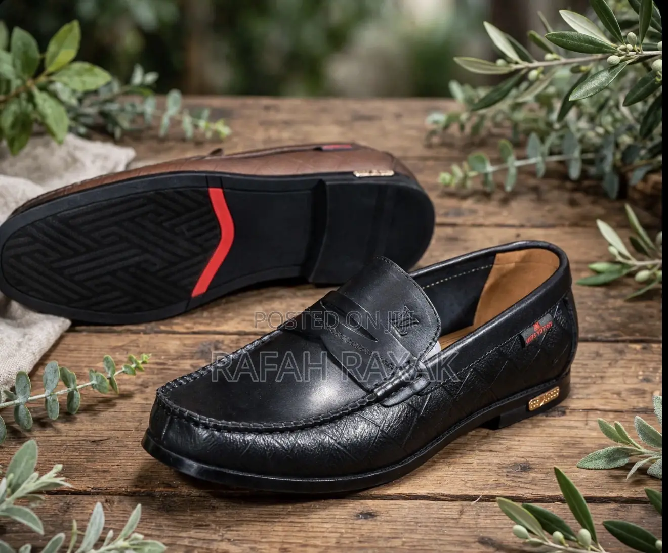 Original Men’s Luxury Black Louis Vuitton Leather Penny Loafers