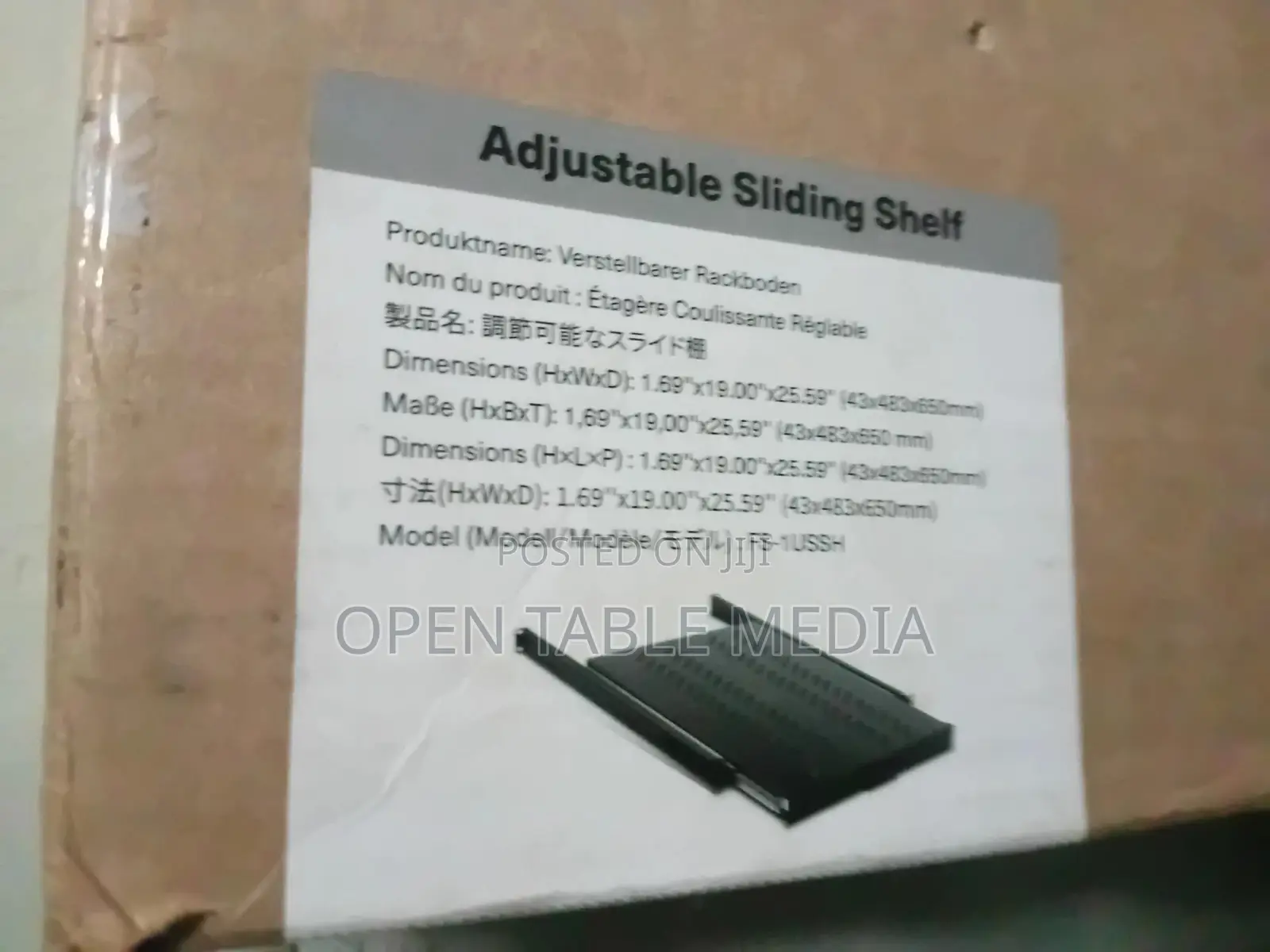 1U Adjustable Sliding Shelf With 650mm-950mm Mounting Depth and 132.28