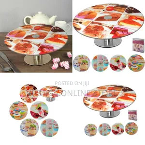 Plate Stand on Foot With Pastry Print Cake Revolving