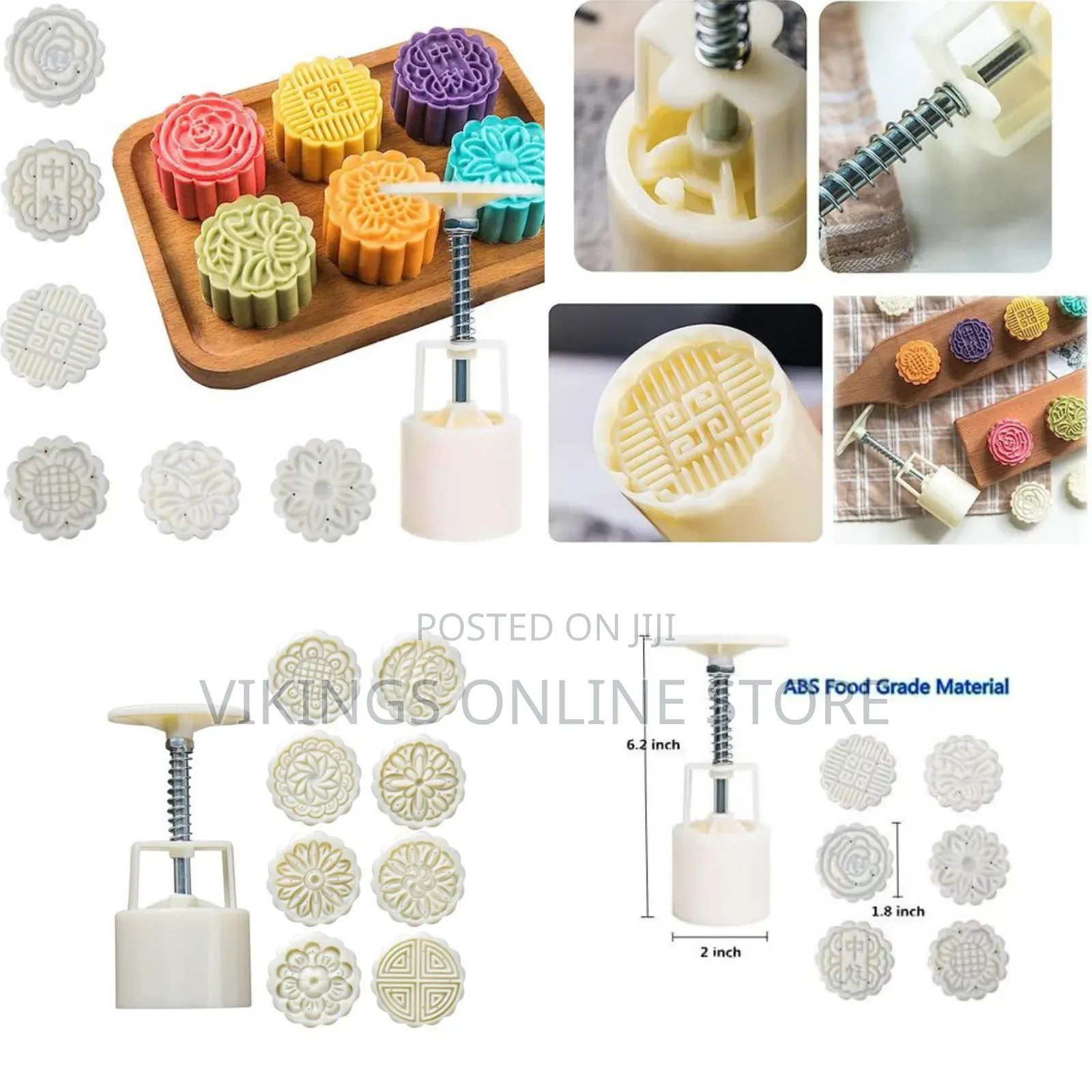 Moon Cake Mold 6 PCS, Mid Autumn Festival DIY Hand Press Cookie Stamps