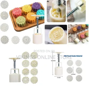 Moon Cake Mold 6 PCS, Mid Autumn Festival DIY Hand Press Cookie Stamps