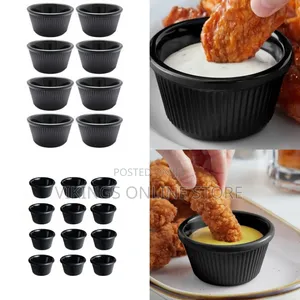 12 Pieces of Black Mini Ramekins Condiment Saucers Melamine BPA Free