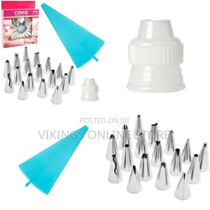 19Pcs Piping Bag and Tips Set, 1 Reusable Pastry Bags With 17