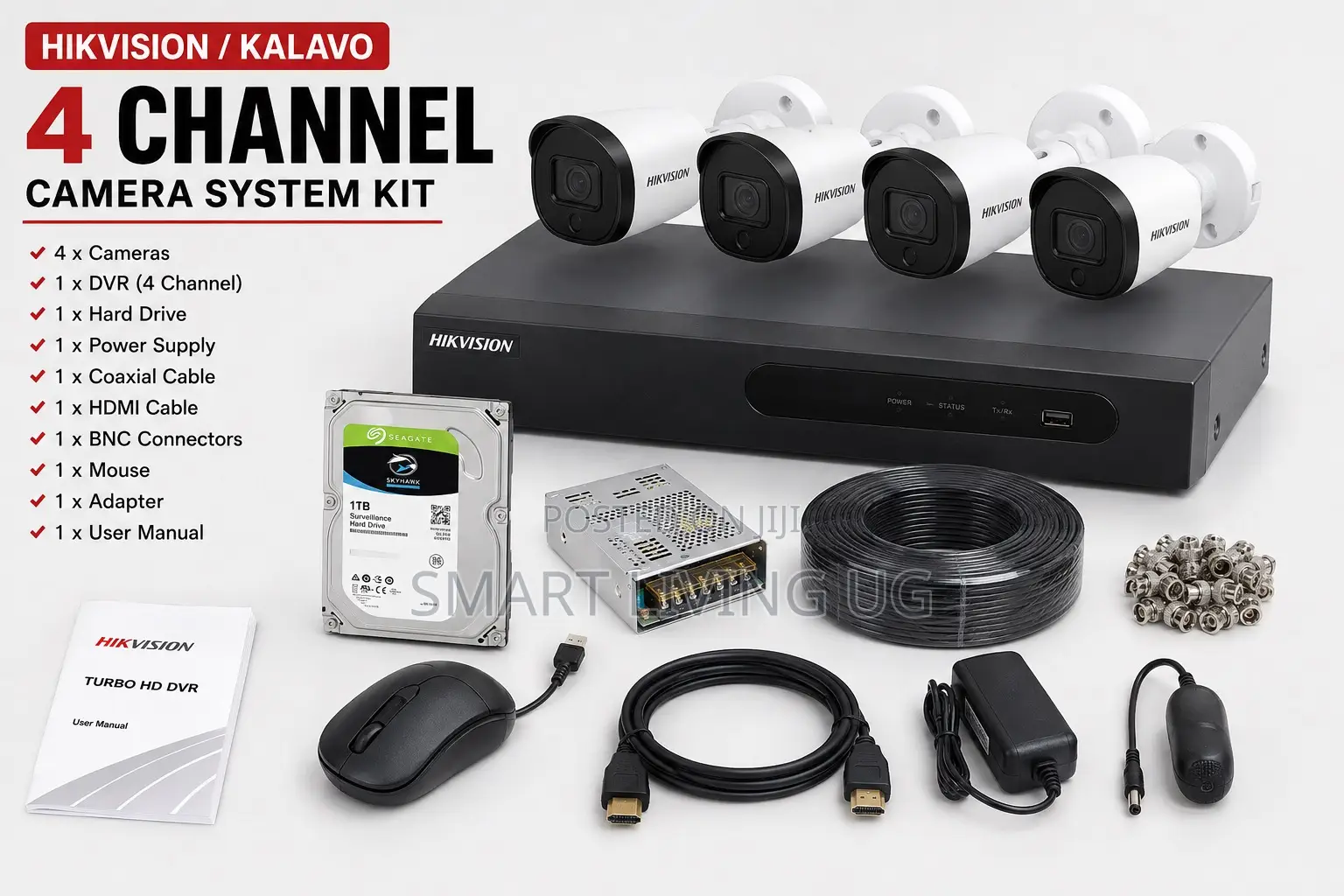 Hikvision 4 Channel CCTV Camera System Complete Kit 33