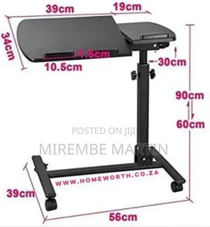 Adjustable Mobile Standing Computer Laptop Table Stand Desk, Black.