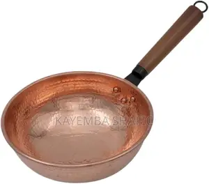 Premium Hand-Hammered Pure Copper Wok Pan With Wooden Handle