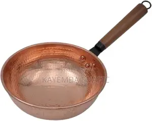 Premium Hand-Hammered Pure Copper Wok Pan With Wooden Handle