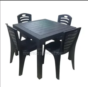 Four Seater Plastic Strong Chair Set With Center Table