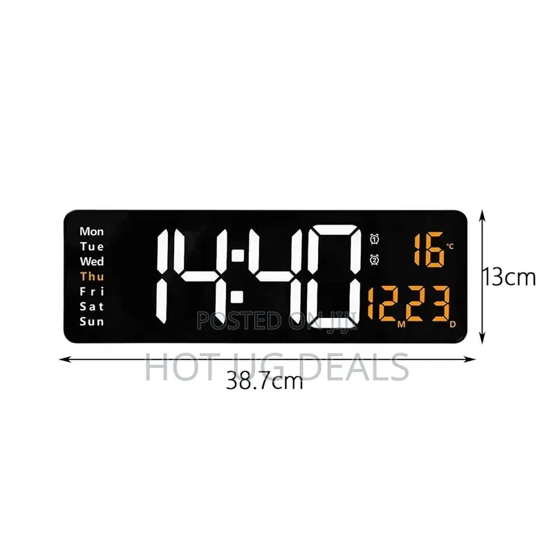 LED Digital Wall Clock With Temperature Date Display