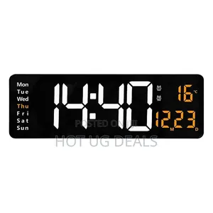 LED Digital Wall Clock With Temperature Date Display