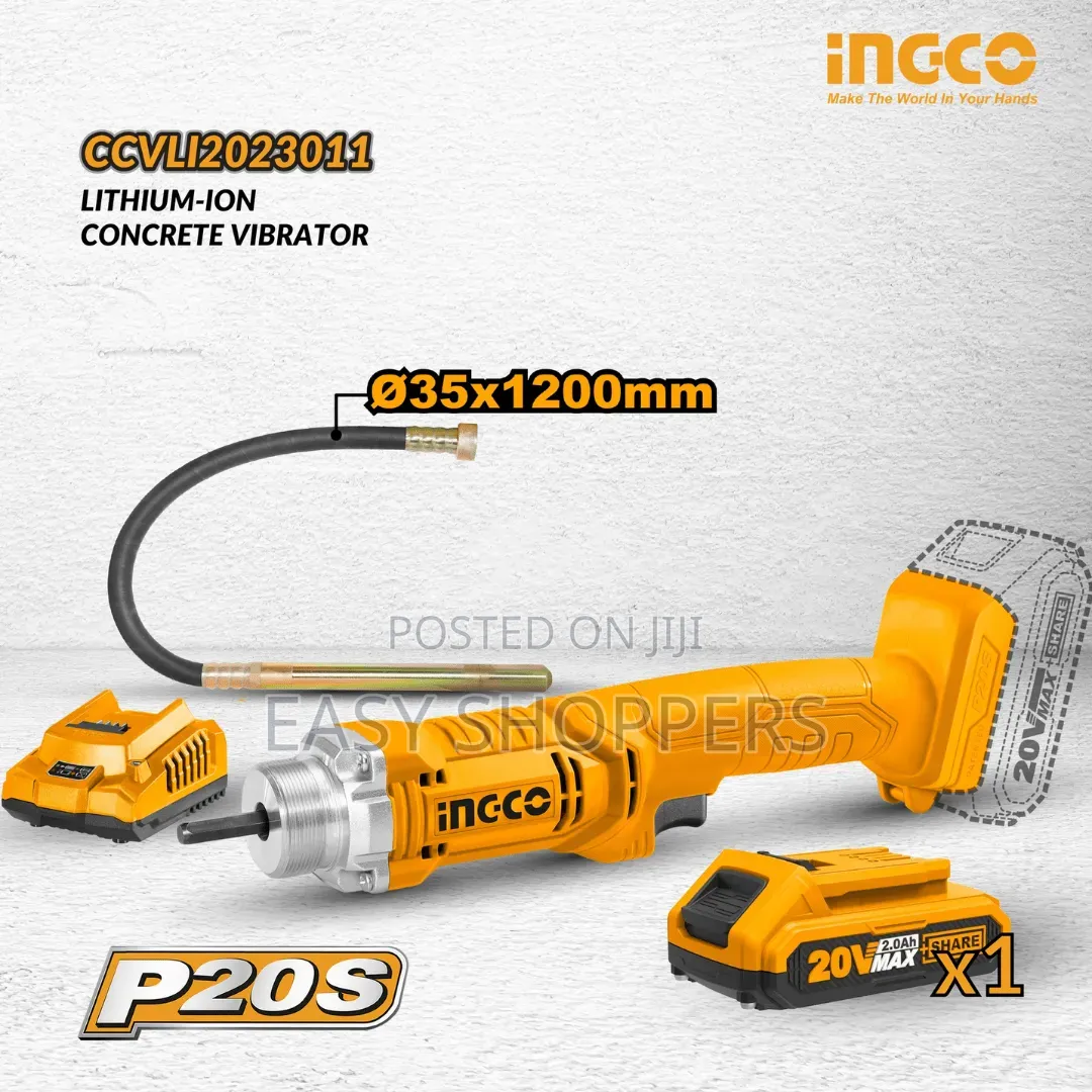INGCO 20V Cordless Concrete Vibrator Poker With One Battery Charger