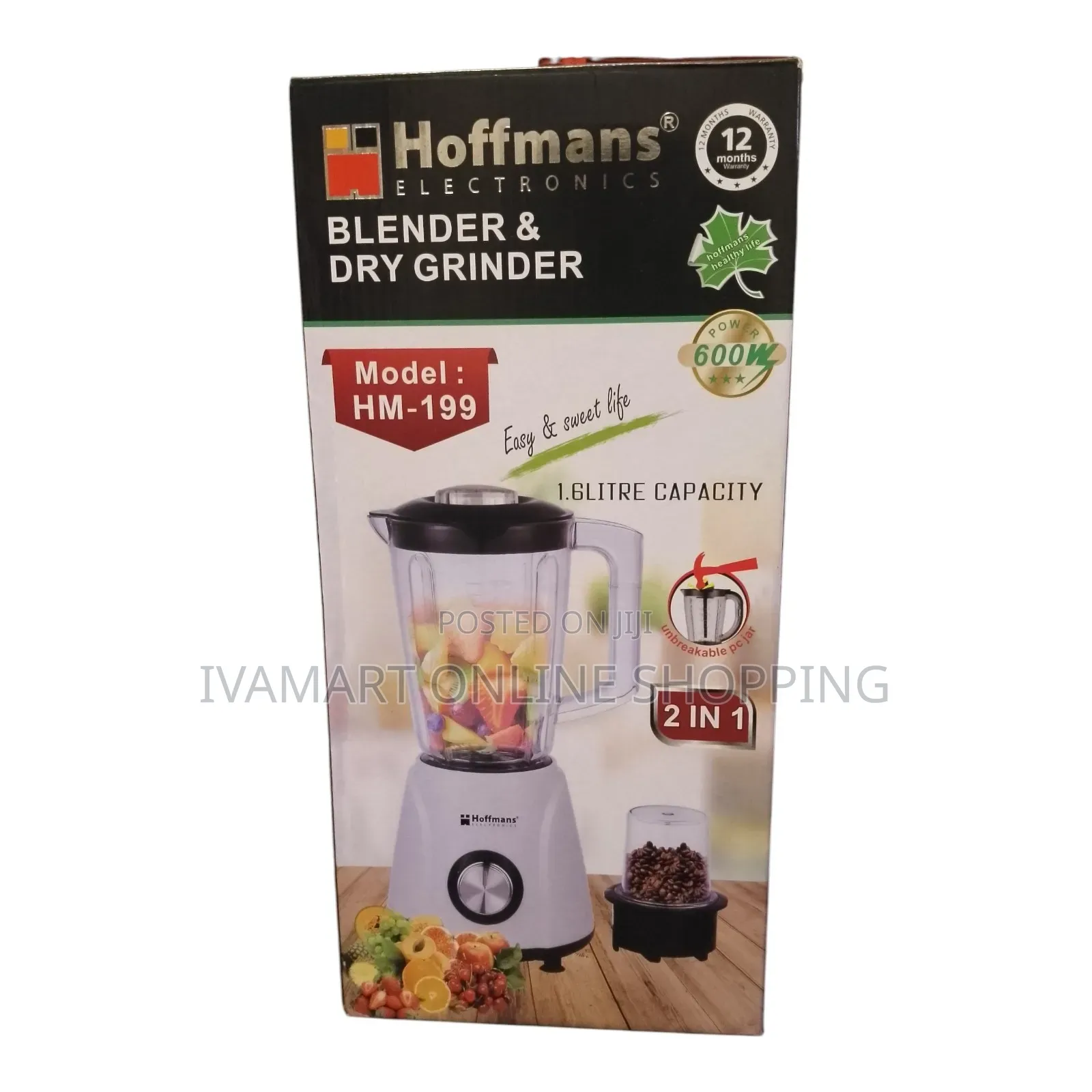 Hoffmans 2 in 1 Blender Dry Grinder (Hm-199 ) - 12 Months Warranty