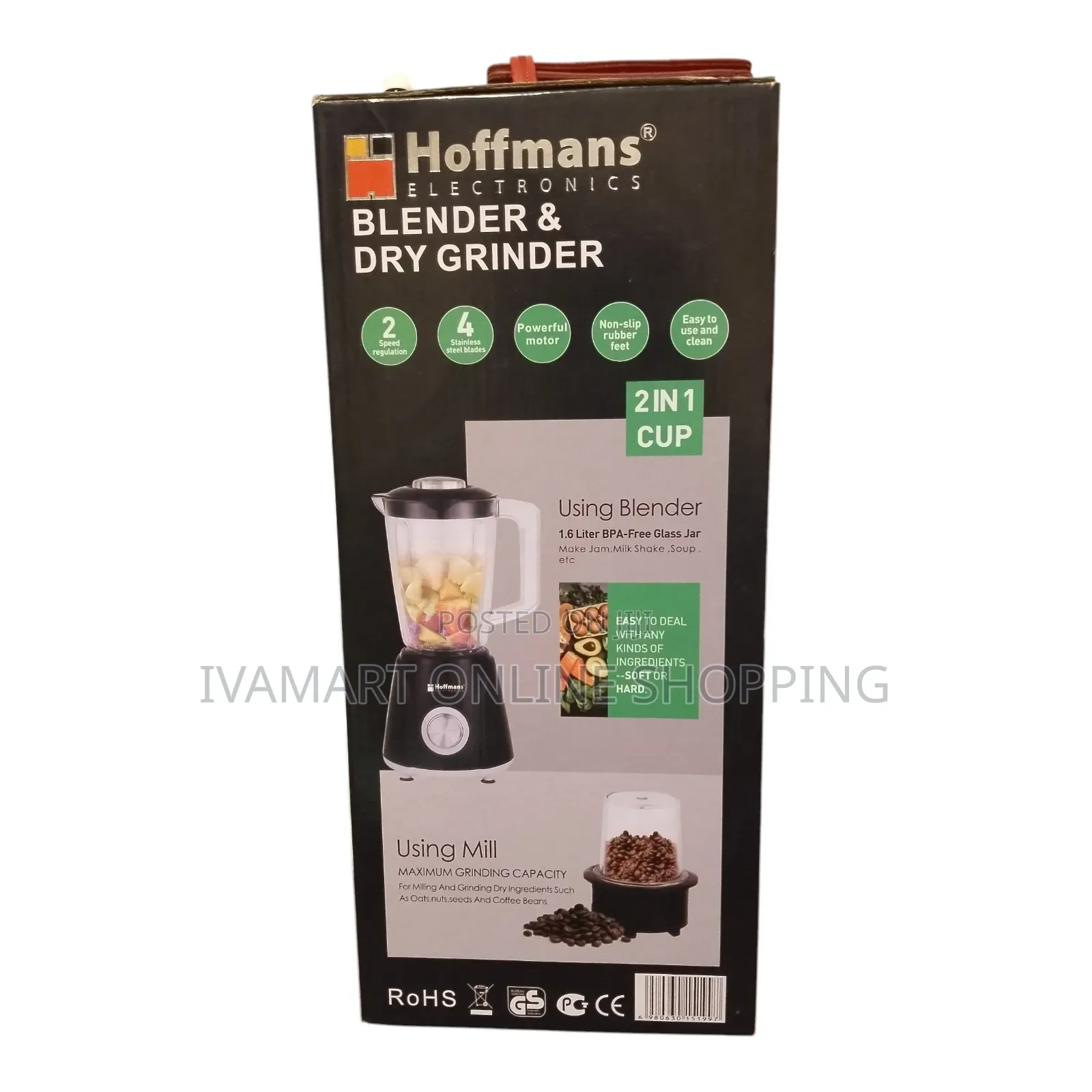 Hoffmans 2 in 1 Blender Dry Grinder (Hm-199 ) - 12 Months Warranty