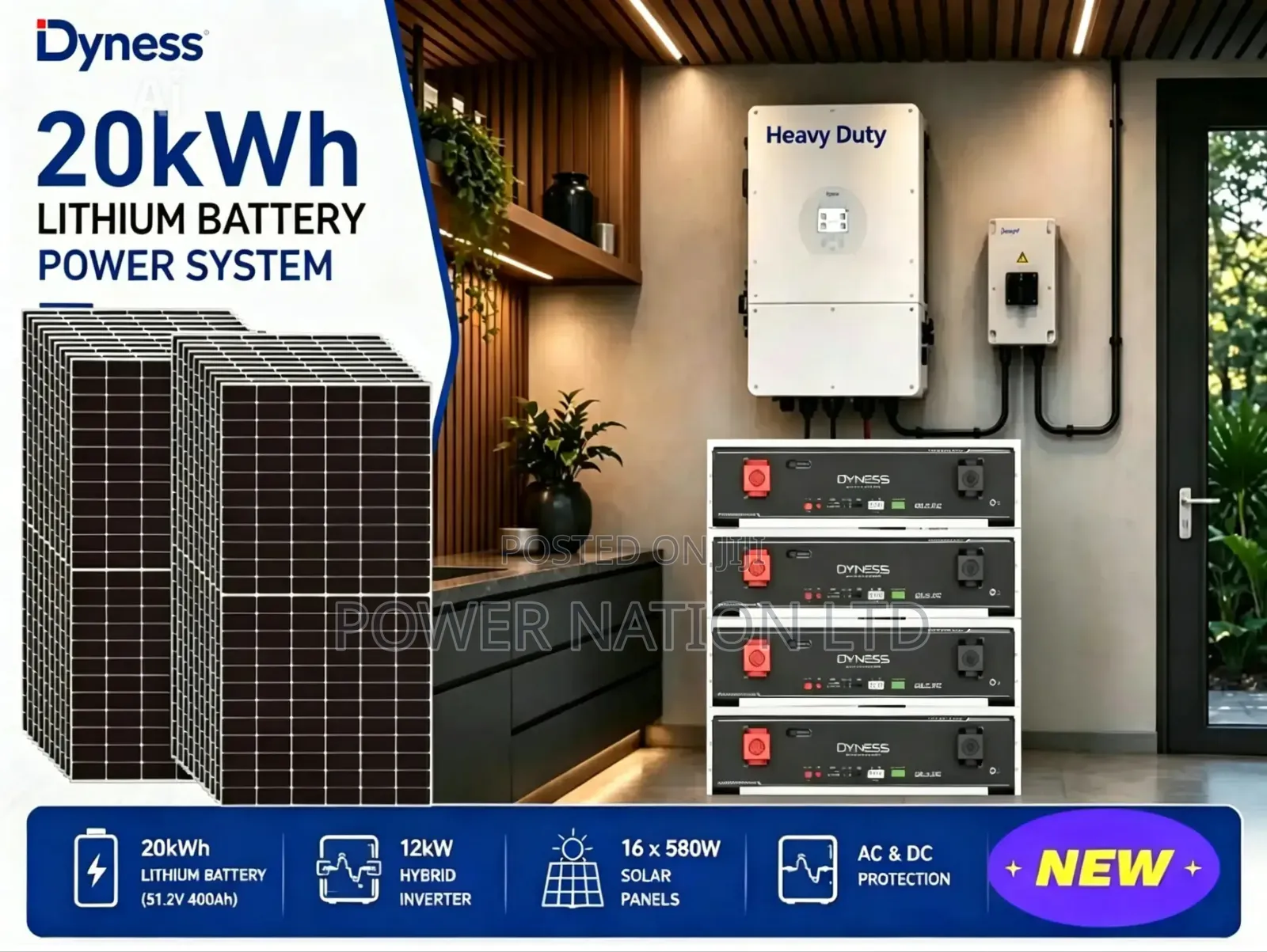 20kwh 10kva 48v Dyness Hybrid Complete Solar System