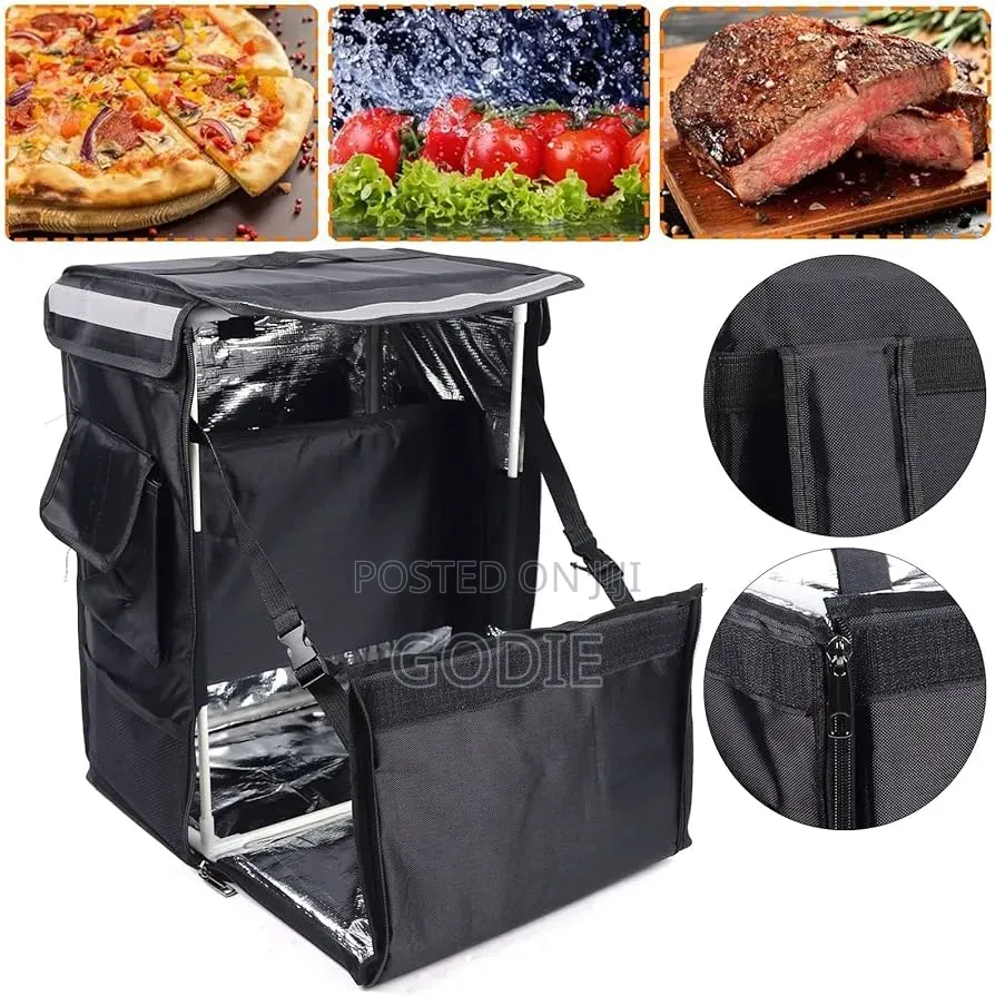 42L Food Delivery Backpack Features Reflective Safety Strips.
