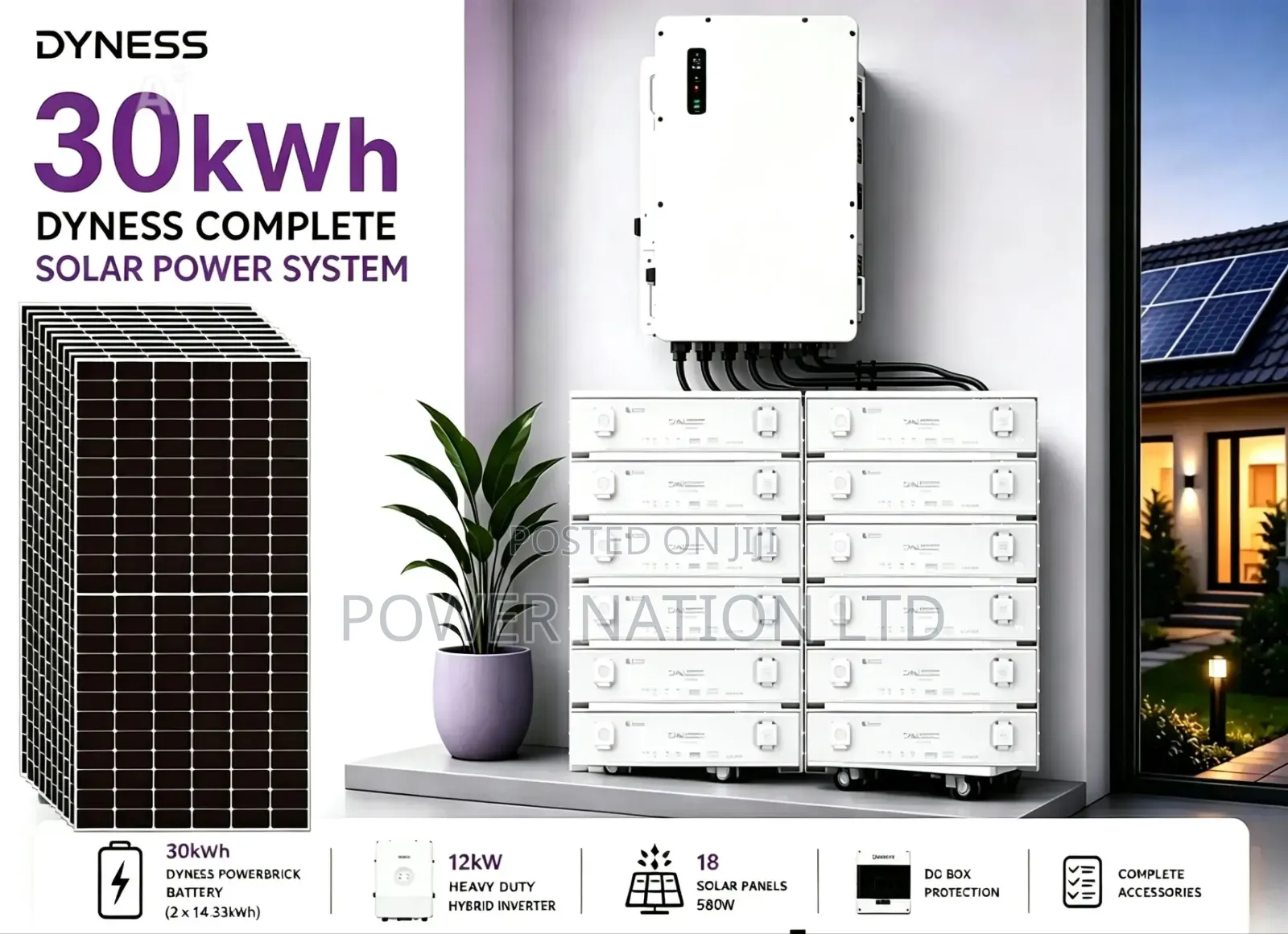 30kwh 12kva 48v Dyness Hybrid Complete Solar System