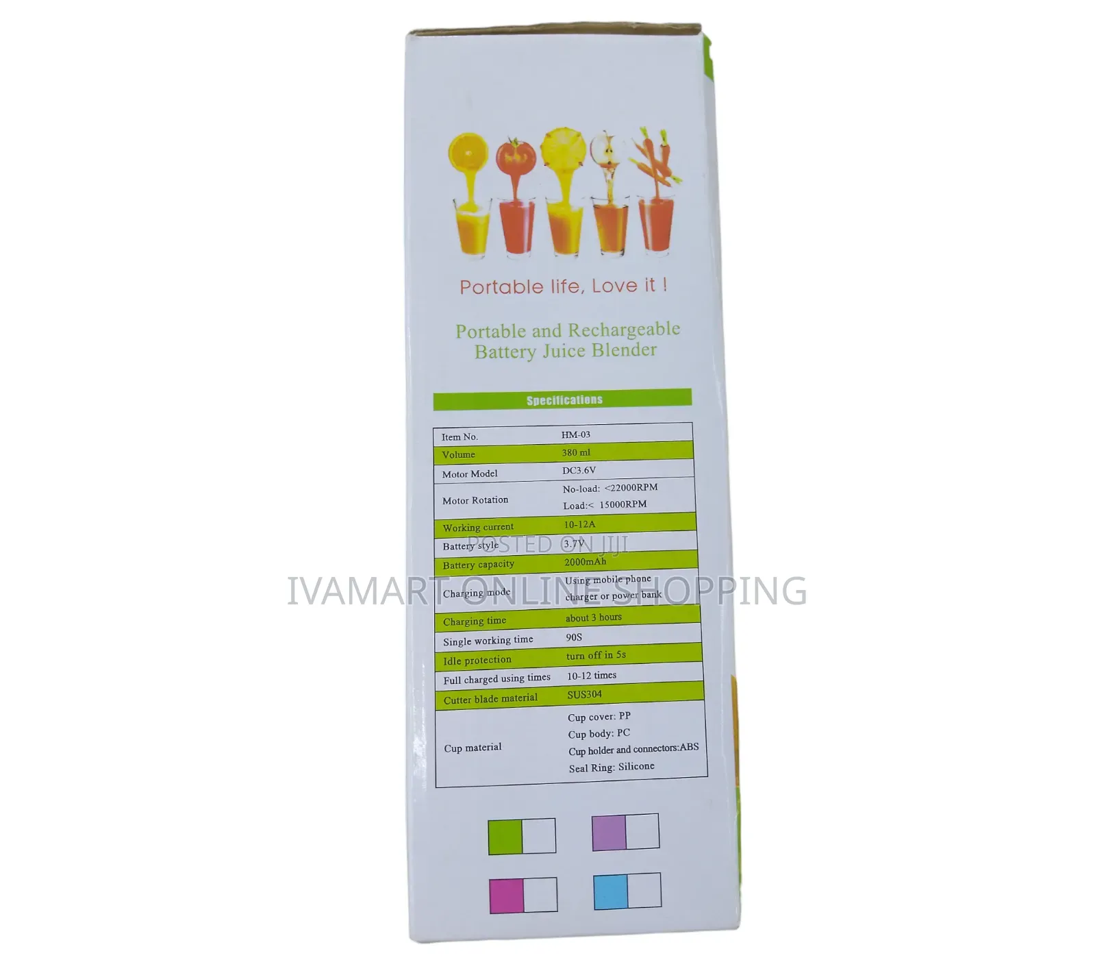 Portable USB Rechargeable Blender (HM-03) – 380ml Green Juice Cup