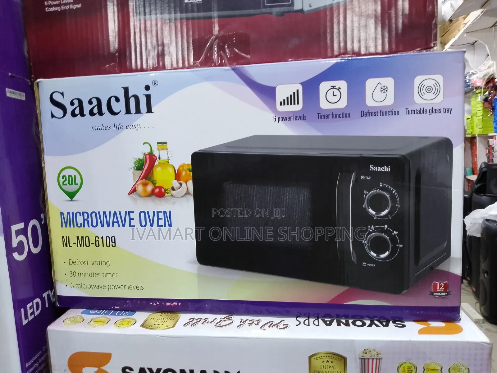Saachi 20L Manual Microwave Oven – 6 Power Levels, 12 Months Warranty
