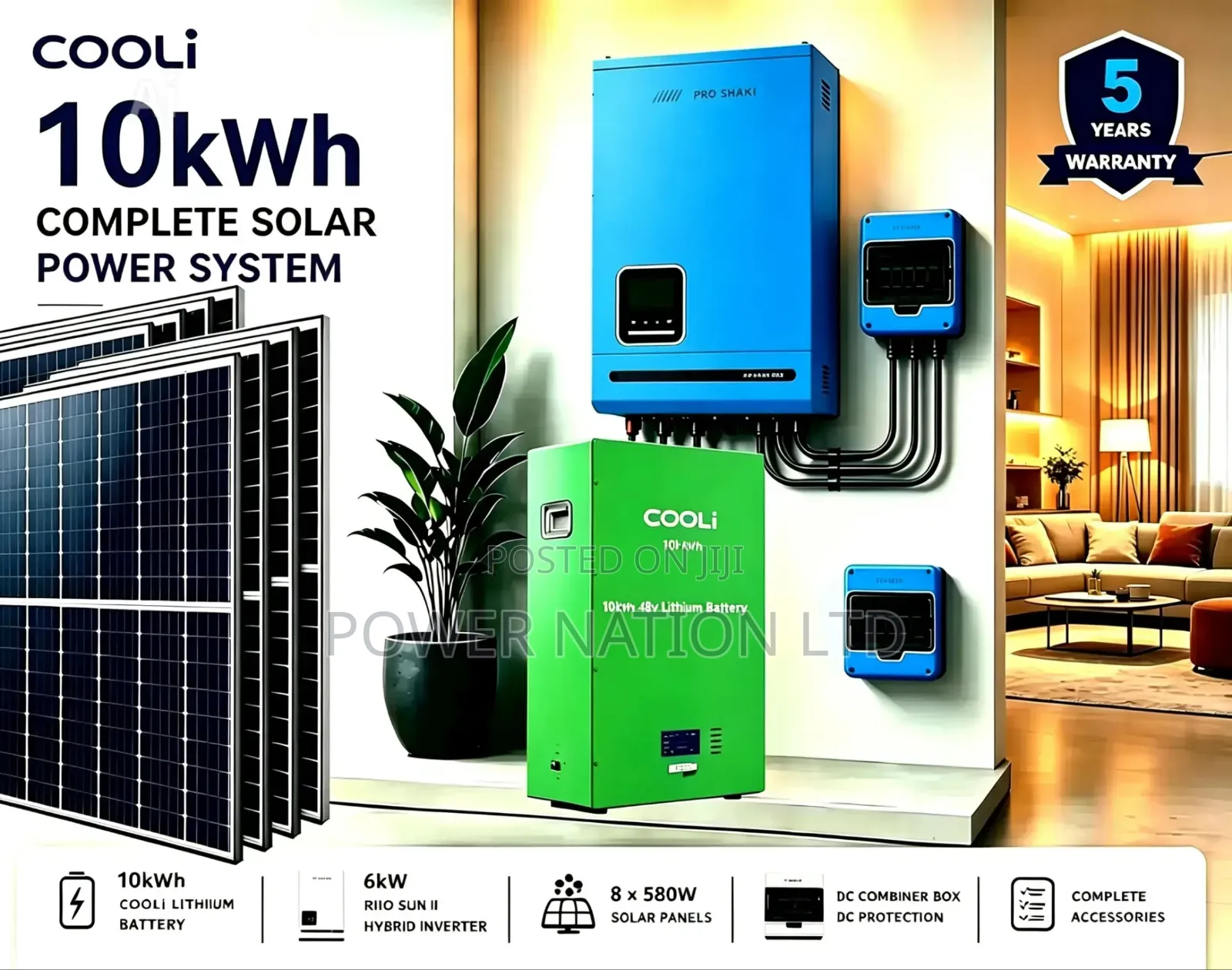 10kwh 6kva 48v Cooli Hybrid Complete Solar System