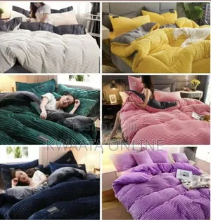 4Pc Velvet Coral Duvets -(1 Duvet, 1 Sheet 2 Pillow Covers), 6x6