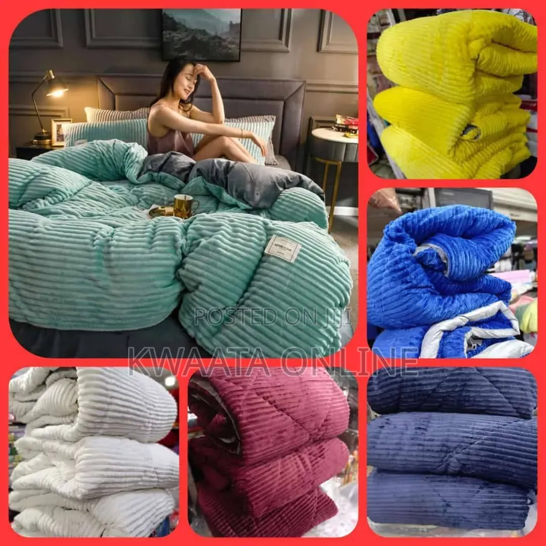 4Pc Velvet Coral Duvets -(1 Duvet, 1 Sheet 2 Pillow Covers), 6x6