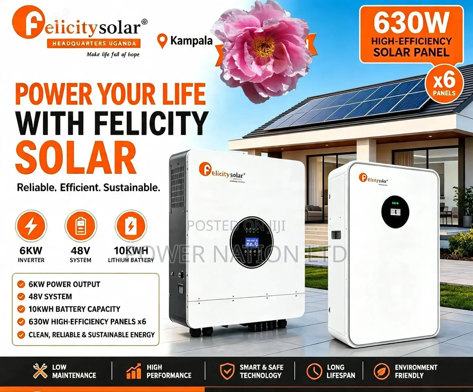 10kwh 6kva 48v Felicity Hybrid Complete Solar System