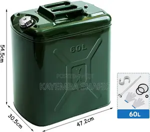 Heavy Duty 60L Metal Fuel Jerry Can - Steel Storage Canister