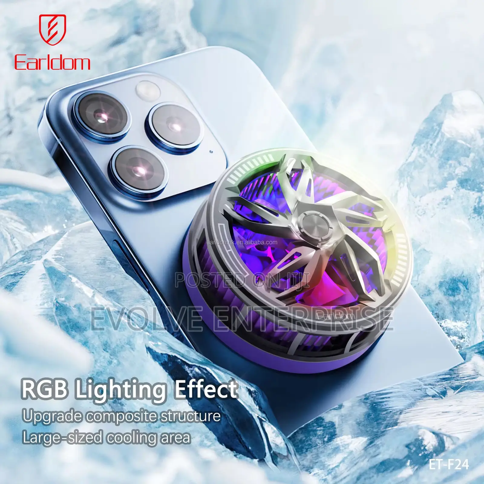 Earldom ET-F24 Magnetic Phone Cooler – Turbo Ice Ring Gaming Fan