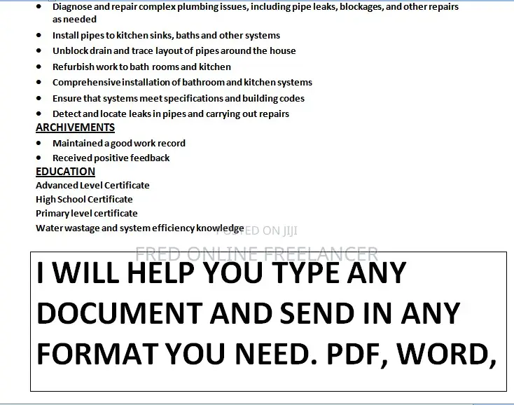 Typing Work, Word, Excel, Powerpoint and More Work Please Contact Me