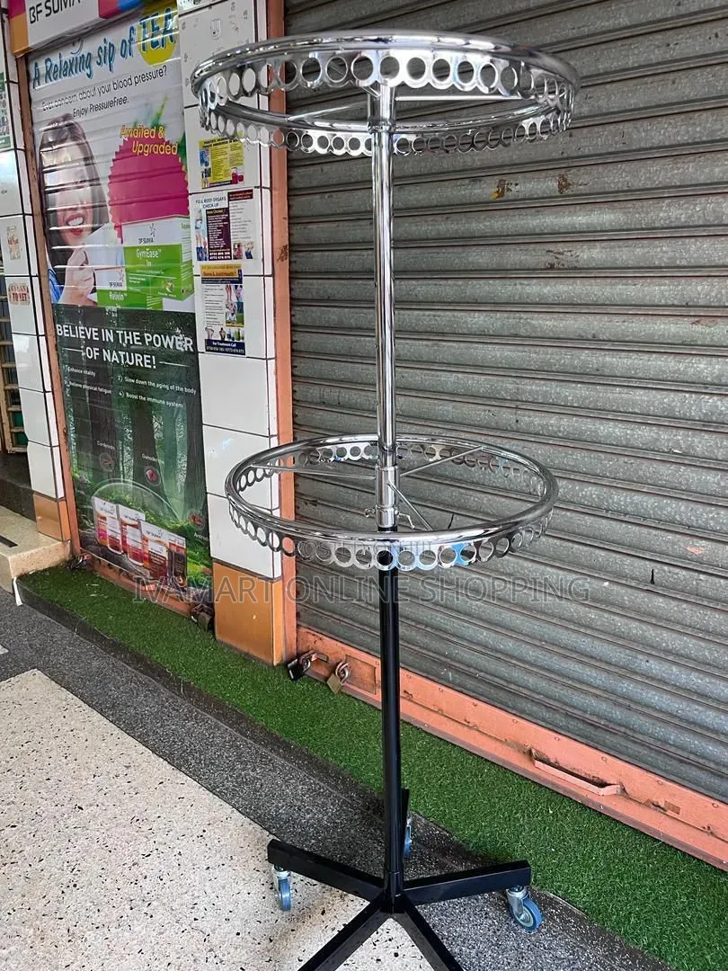 2-Tier Mobile Display Rack / Clothes Stand With Caster Wheels