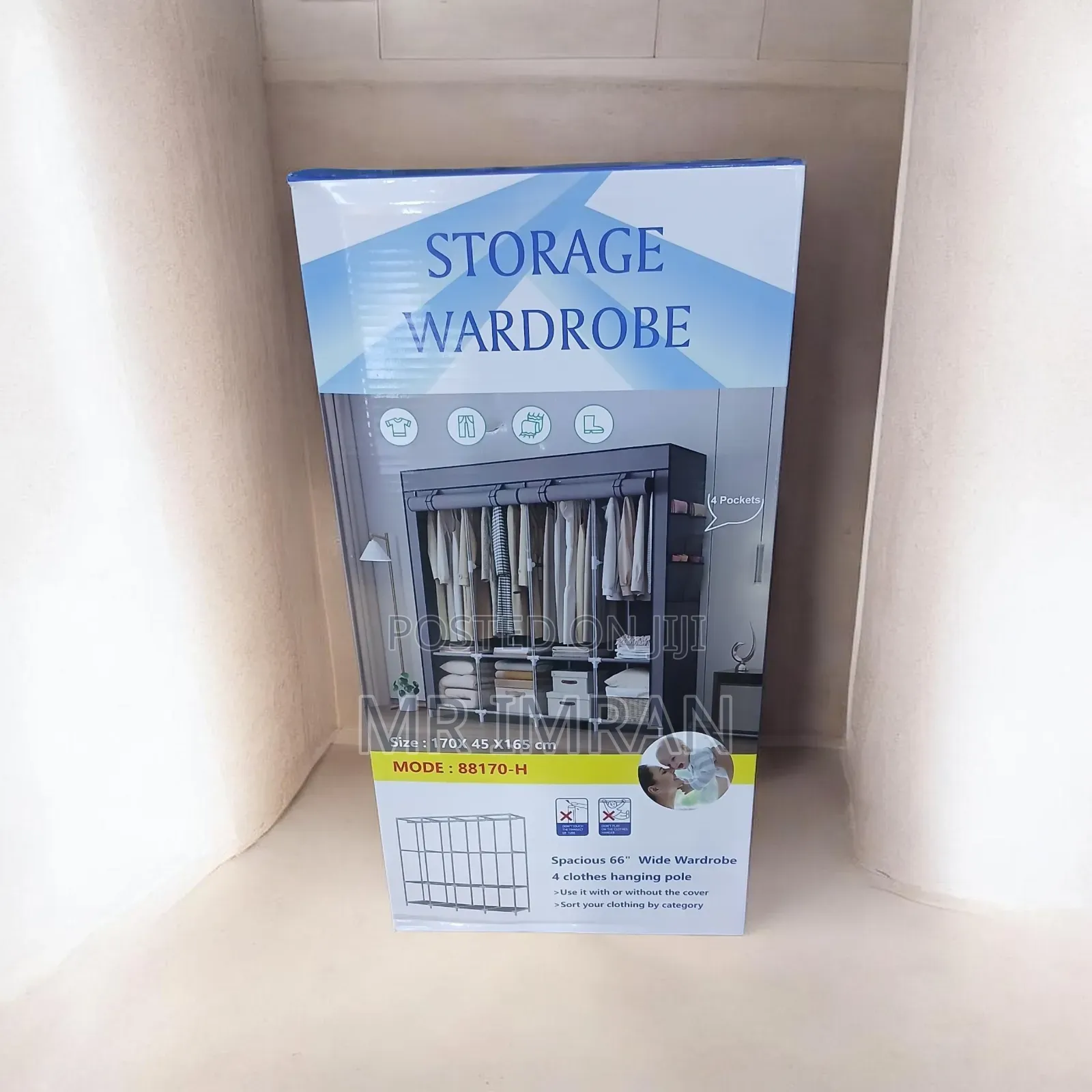 4 Column Collapsible Cloth Storage Wardrobe